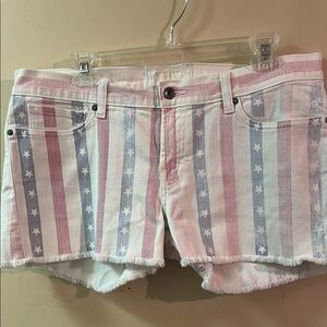 Lucky Brand Red and Blue Striped Jean Shorts